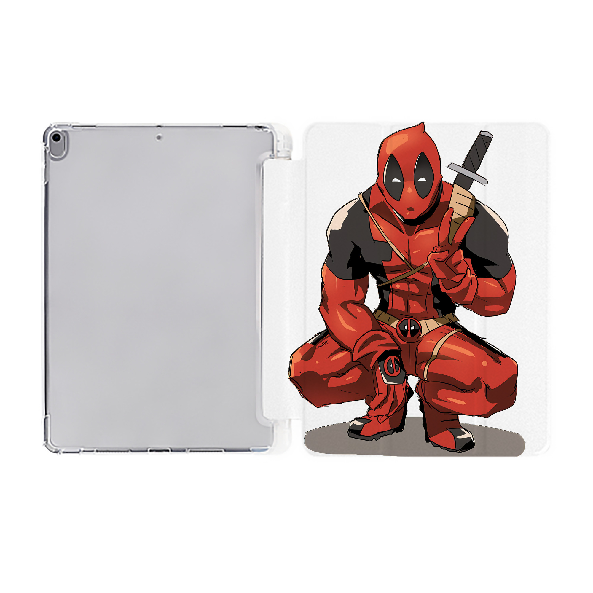 （画像用） Deadpool デッドプール IPad ケース ペン収納付き 三つ折りスタンド PUレザー×シリコン 対応機種9.5/10.5/10.9インチ
